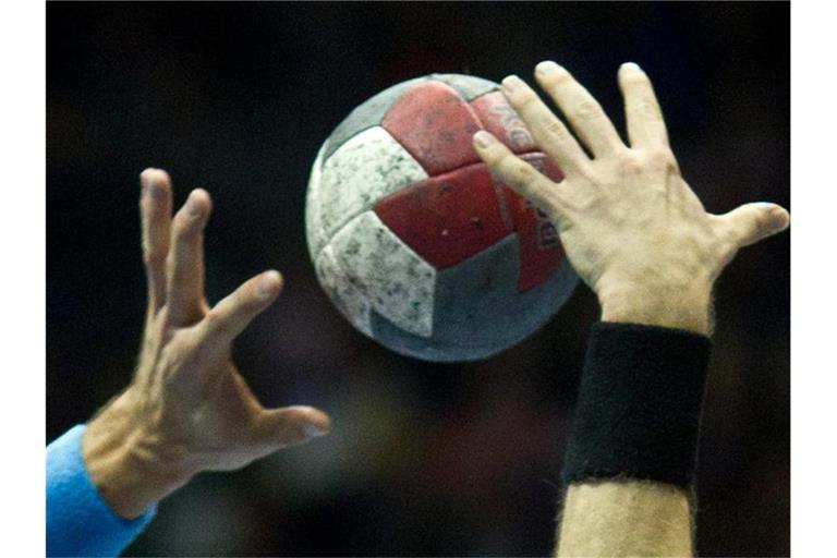 Handball-Spieler in Aktion. Foto: Jens Wolf/dpa-Zentralbild/dpa/Symbolbild