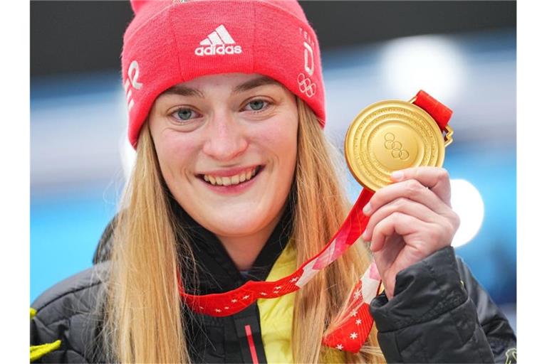 Hannah Neise gewann die Goldmedaille im Skeleton. Foto: Michael Kappeler/dpa-Zentralbild/dpa