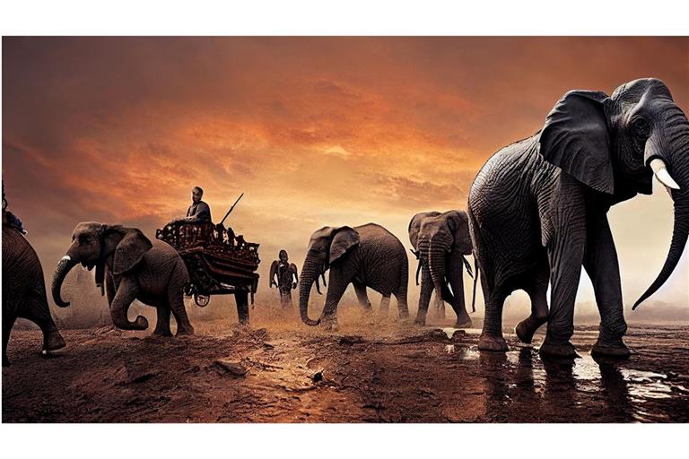 Hannibals nordafrikanische Elefanten quälten sich 218 v. Chr. über die Alpen.