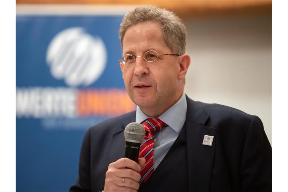 Hans-Georg Maaßen (CDU), Ex-Verfassungsschutzpräsident, bei einer Wahlkampfveranstaltung in Thüringen. Foto: Michael Reichel/dpa