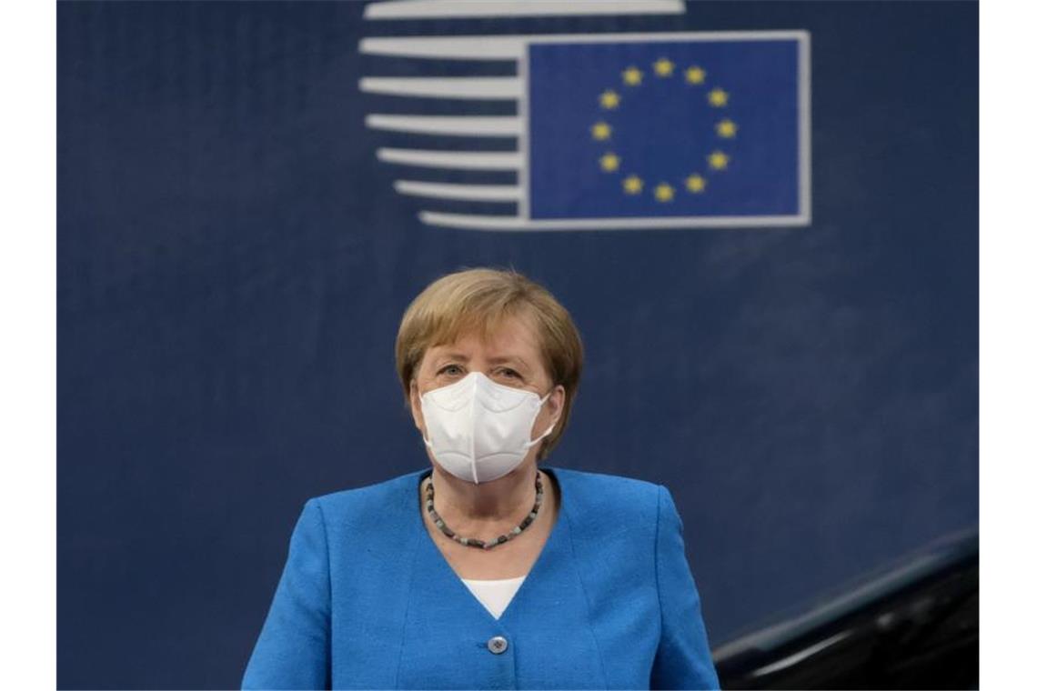 Hat auf dem EU-Sondergipfel zur Bewältigung der Corona-Wirtschaftskrise hart verhandelt: Bundeskanzlerin Angela Merkel. Foto: -/EU/XinHua/dpa