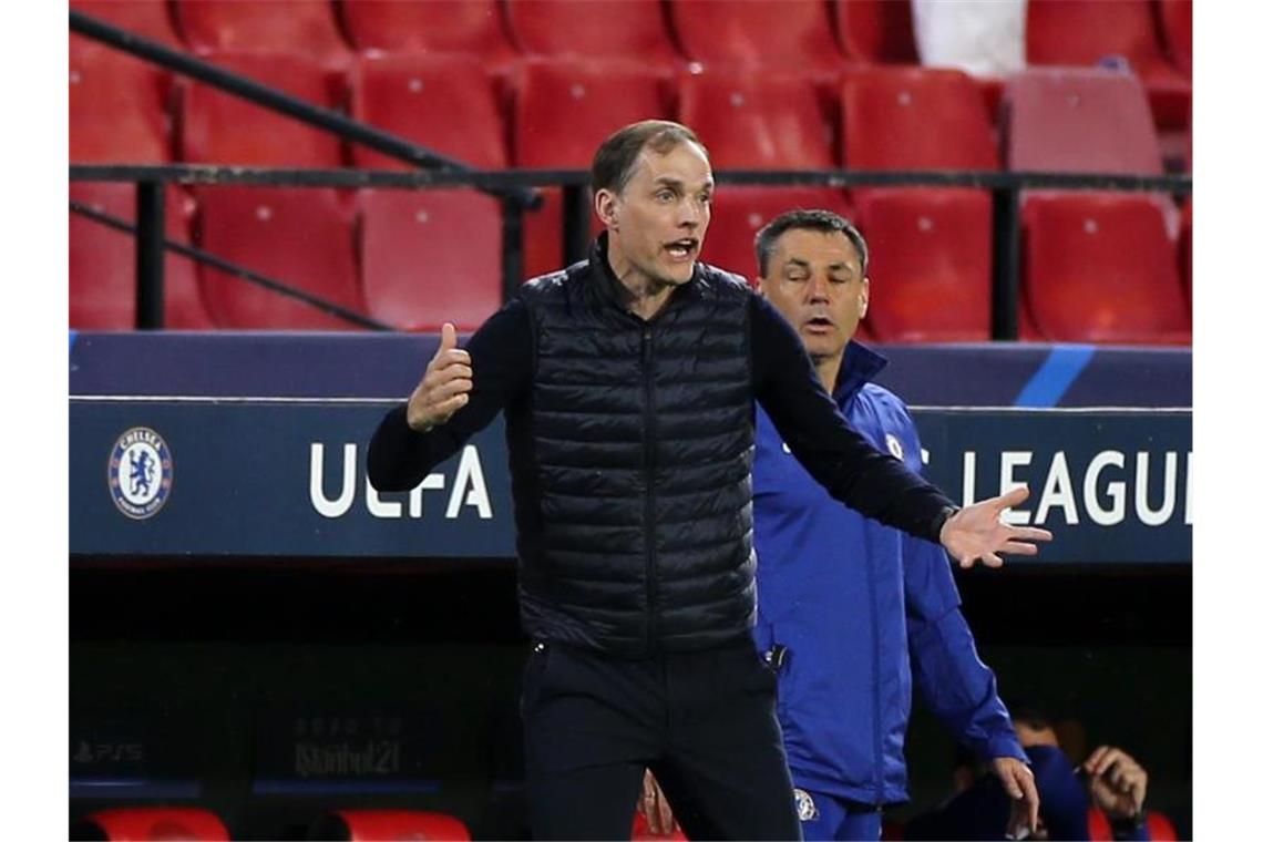 0:1 gegen FC Porto reicht FC Chelsea fürs Halbfinale Hat den FC Chelsea erstmals seit 2014 wieder ins Halbfinale der Champions League geführt: Thomas Tuchel gestikuliert an der Seitenlinie. Foto: Isabel Infantes/PA Wire/dpa