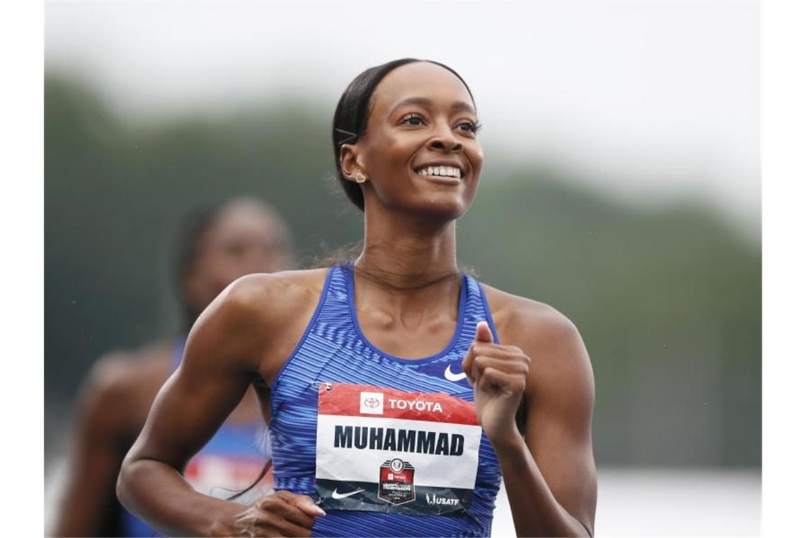 Hat einen neuen Weltrekord über 400 Meter Hürden aufgestellt: Dalilah Muhammad aus den USA. Foto: Charlie Neibergall/AP