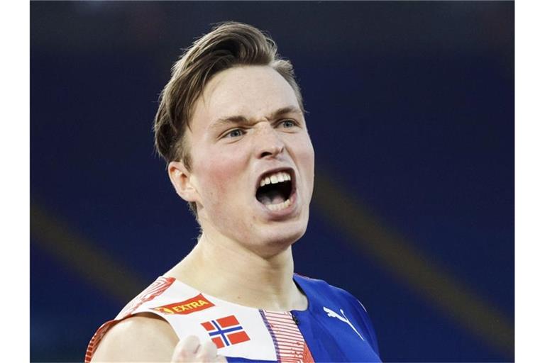 Hat einen neuen Weltrekord über 400 Meter Hürdenlauf aufgestellt: Karsten Warholm aus Norwegen. Foto: Gregorio Borgia/AP/dpa