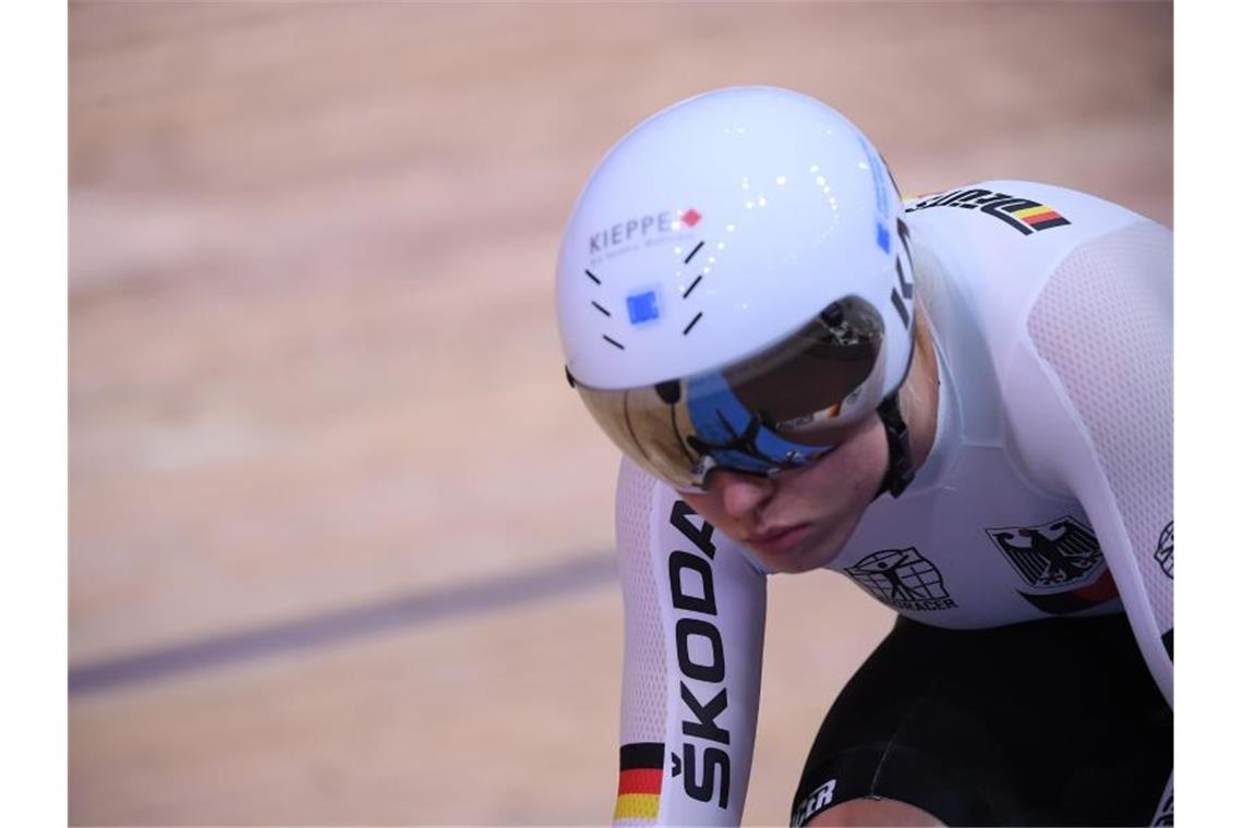 Hat es ins Sprint-Finale der WM geschafft: Emma Hinze. Foto: Sebastian Gollnow/dpa