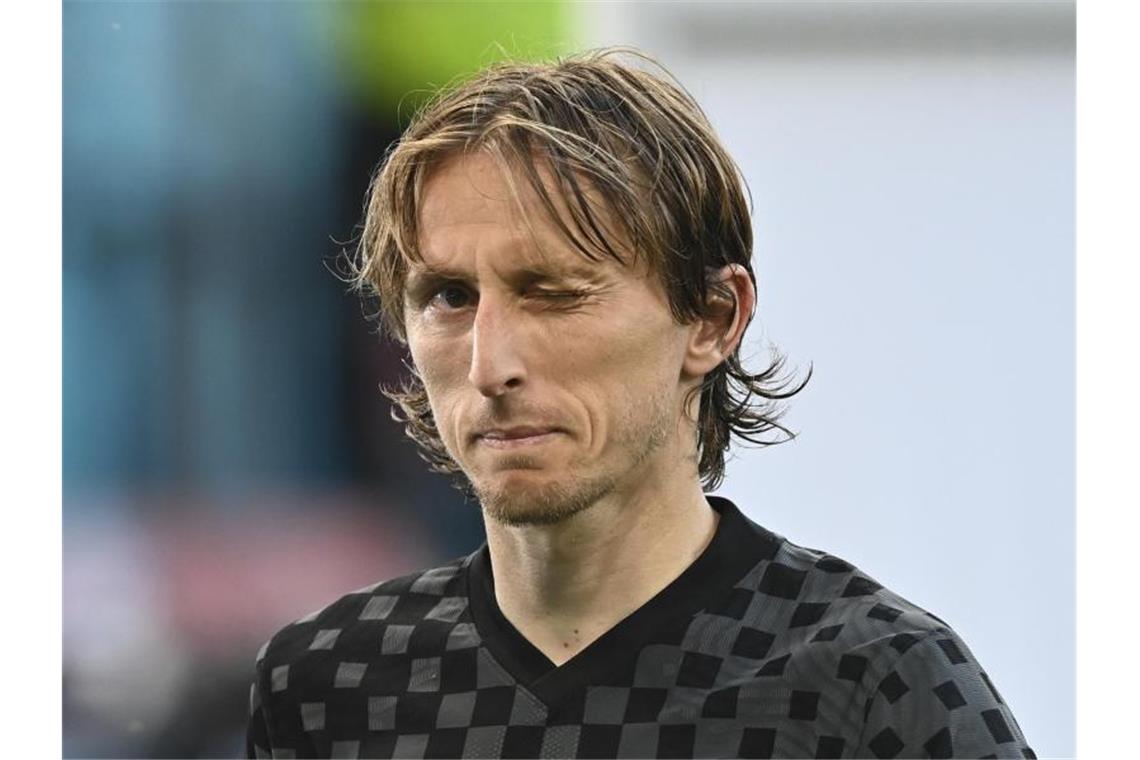 Hat seine Teilnahme an der Weltmeisterschaft 2022 in Katar offengelassen: Luka Modric. Foto: Stuart Franklin/Pool Getty/AP/dpa