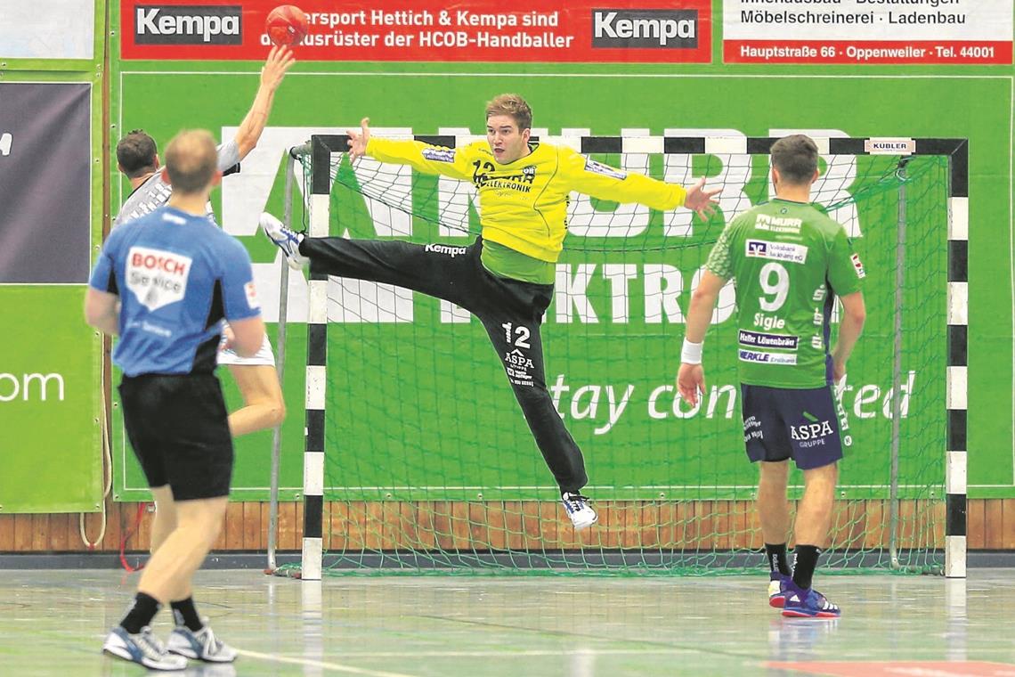HCOB-Schlussmann Thomas Fink will morgen mit dem HC Oppenweiler/Backnang in Willstätt glänzen. Foto: A. Becher