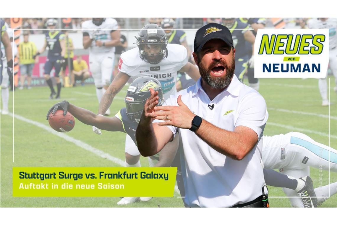 Podcast und Video – alles Wichtige zum Saisonstart von Stuttgart Surge Headcoach Jordan Neuman peilt das Finale der ELF an – wir haben ihn vor der Kamera zur neuen Saison von Stuttgart Surge befragt.