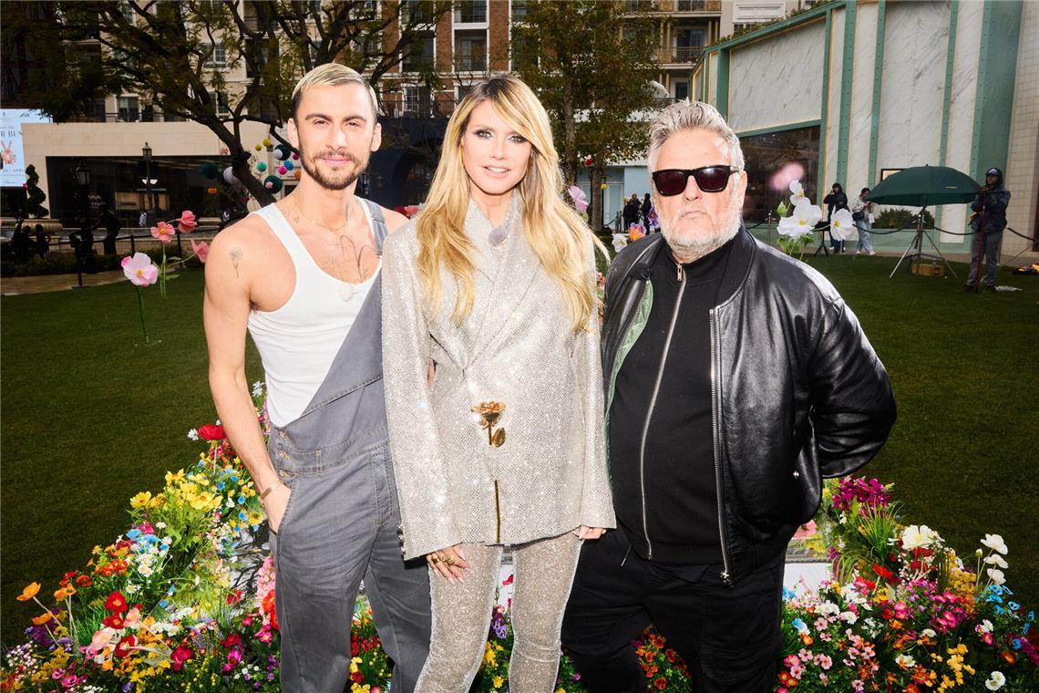 Heidi Klum mit Gastjuror Christian Cowan und Fotograf Rankin.