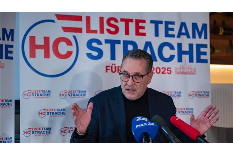 Österreichs Ex-Vizekanzler wegen Untreue angeklagt Heinz-Christian Strache (FPÖ) bei einer Pressekonferenz im Februar 2025. (Archivbild)