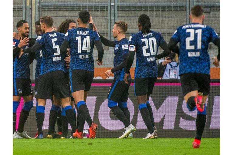 Hertha BSC überzeugte und funktionierte 90 Minuten als Kollektiv. Foto: Stefan Puchner/dpa-Pool/dpa