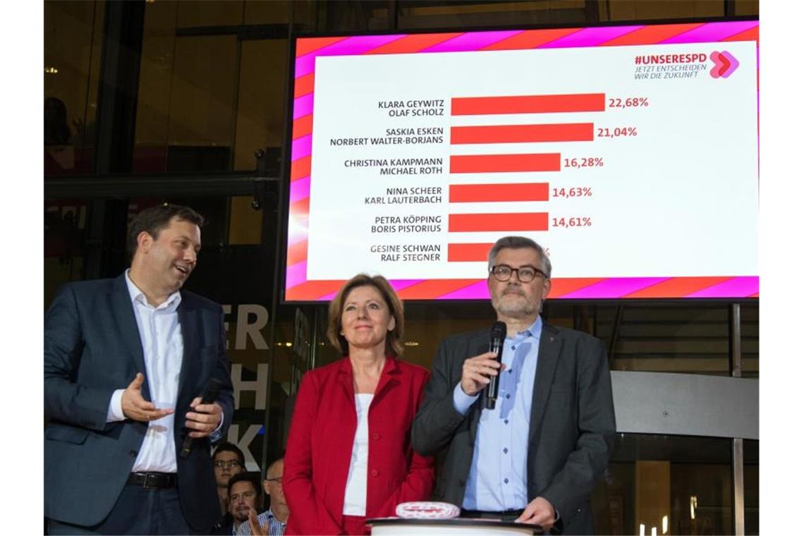Stichwahl nötig: Scholz/Geywitz gegen Walter-Borjans/Esken