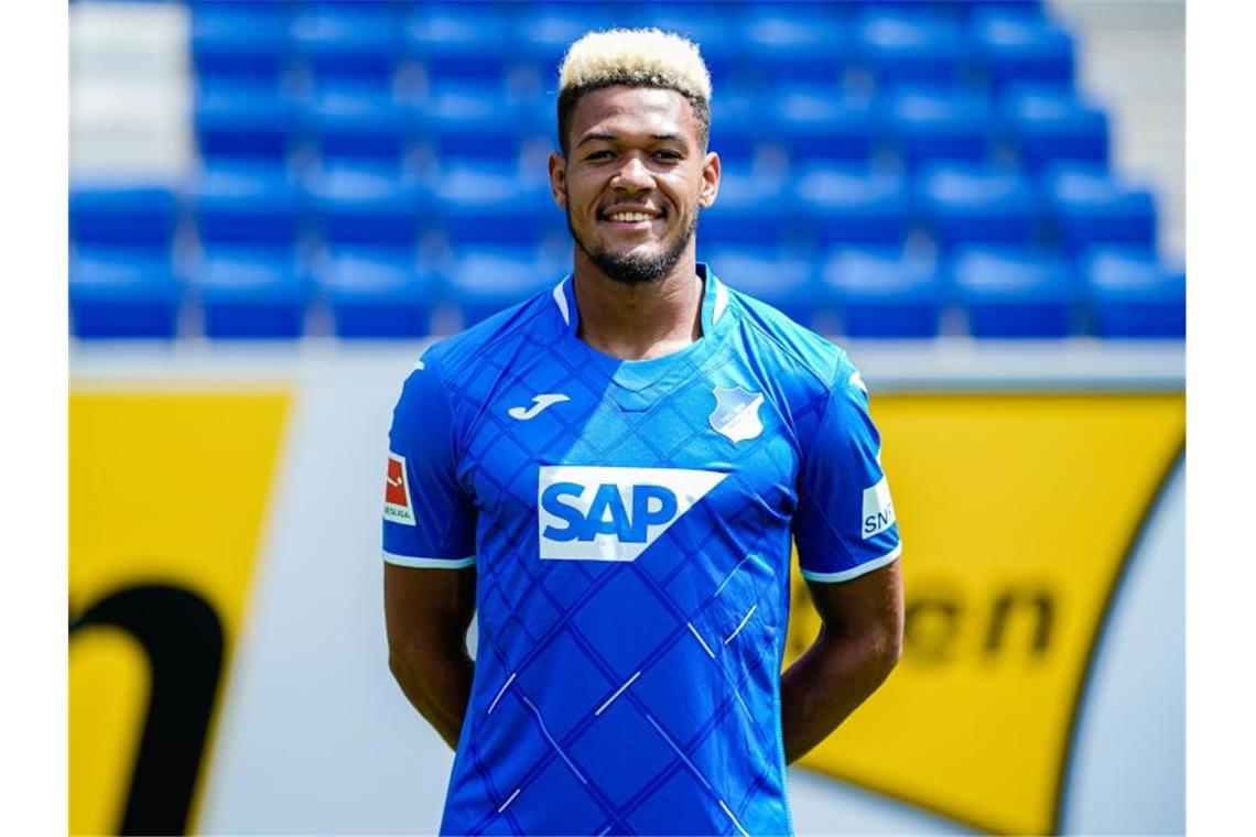 Hoffenheims Joelinton Cassio Apolinario de Lira steht vor den Stadionrängen. Foto: Uwe Anspach/Archivbild