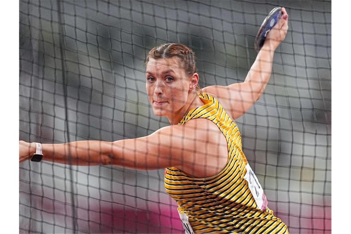 Holt überraschend Gold im Diskuswerfen: Kristin Pudenz. Foto: Michael Kappeler/dpa