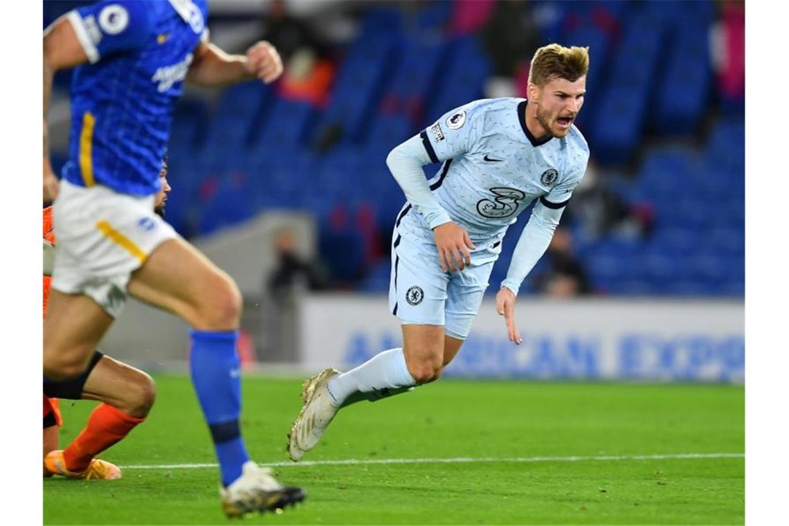 Holte für Chelsea den Elfmeter zum Führungstreffer raus: Neuzugang Timo Werner (r). Foto: Glyn Kirk/PA Wire/dpa