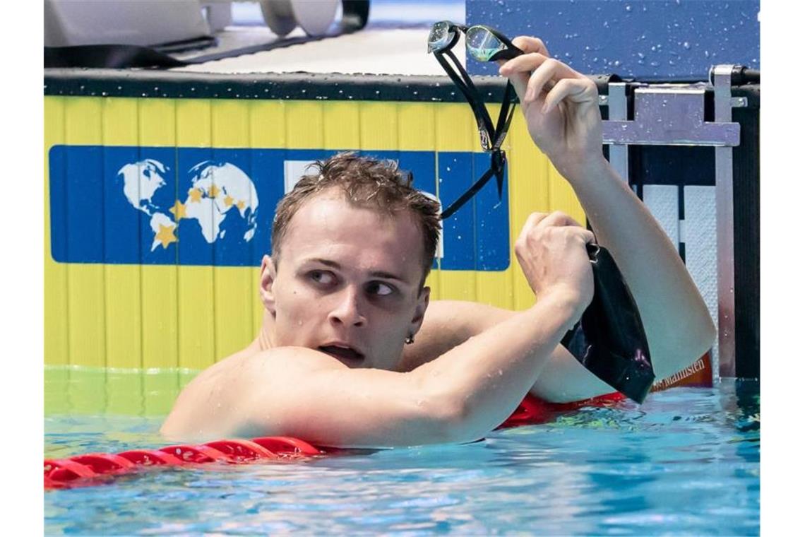 Holte Silber über 200 Meter Rücken: Christian Diener. Foto: Bernd Thissen/dpa