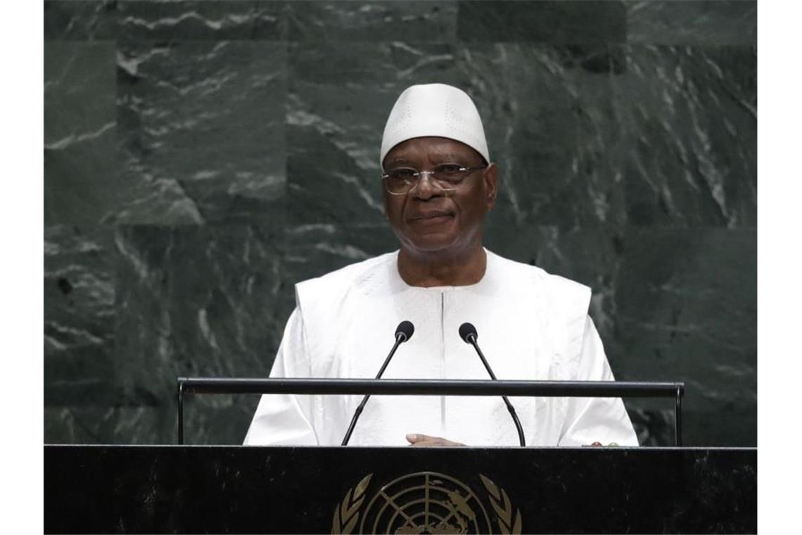 Putsch in Mali: Nachbarn beraten über Konsequenzen Ibrahim Boubacar Keïta spricht 2019 bei der 74. Sitzung der UN-Generalversammlung. Nun verkündete er seinen Rücktritt. Foto: Frank Franklin II/AP/dpa