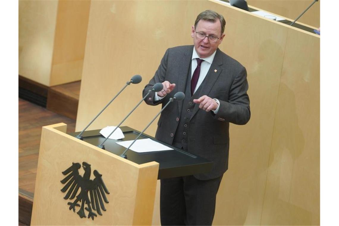 „Ich will mich hinter niemandem verstecken, ich will Pandemieabwehr betreiben“: Thüringens Ministerpräsident Bodo Ramelow. Foto: Jörg Carstensen/dpa