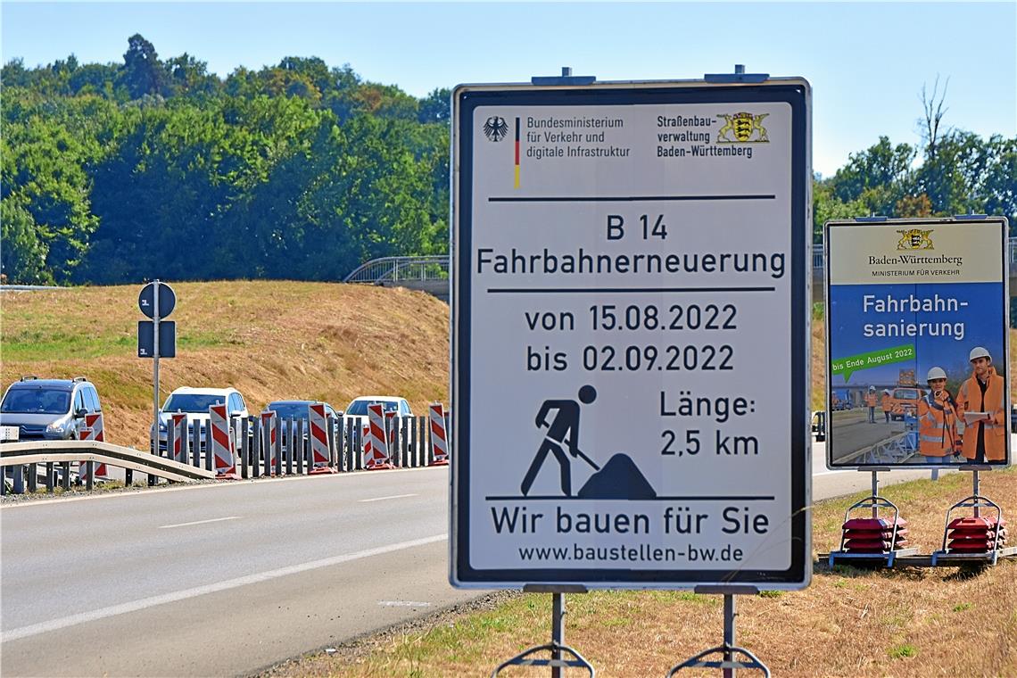 Baustelle auf der B14: Autofahrer müssen mit Stau rechnen