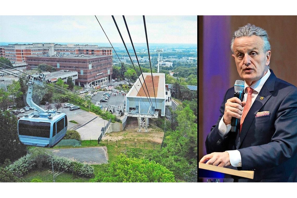 Im französischen Toulouse erschließt eine Seilbahn schon länger das Krankenhaus „Hopital Rangueil“. Stuttgarts OB Frank Nopper will für das Robert-Bosch-Krankenhaus auf dem Burgholzhof eine ähnliche Lösung untersuchen lassen.