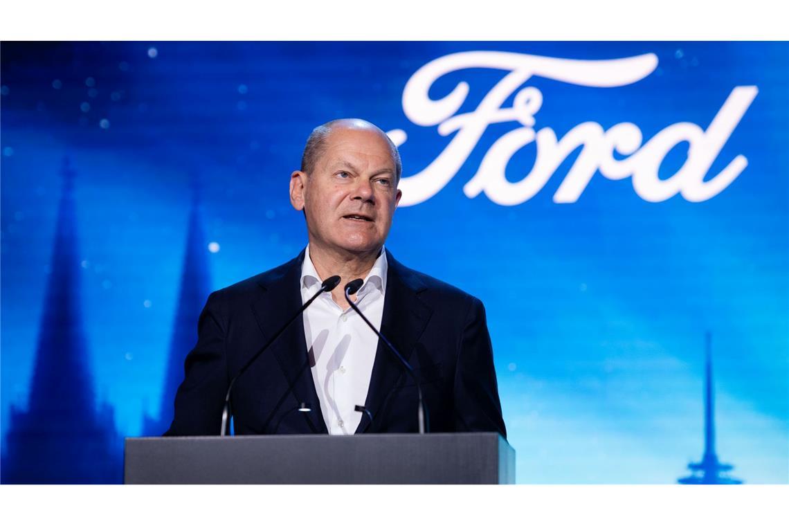 Ford-Betriebsrat fordert starkes Signal für Elektromobilität Im Juni 2023 war Scholz schon einmal bei Ford in Köln zu Gast. (Archivbild)