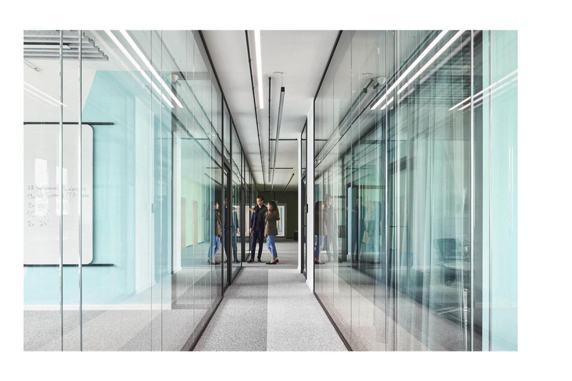 Im klassischen Bereich ist der Grundriss beim Allplan Office in separierte, verglaste Büros separiert.
