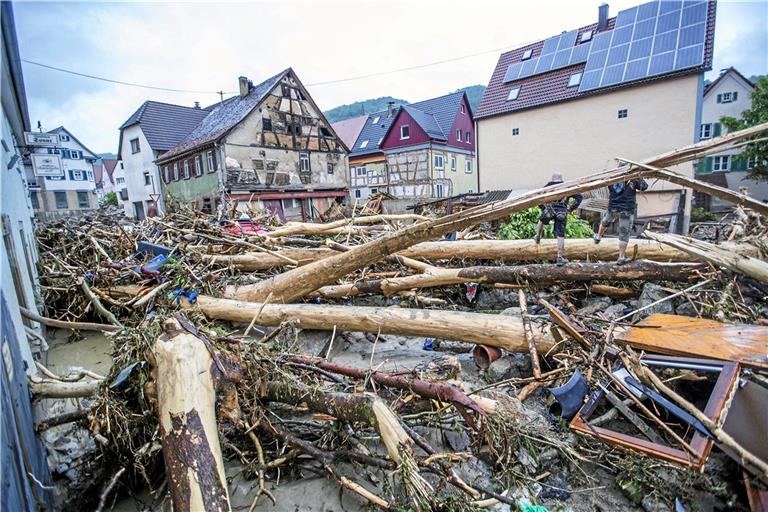 Im Mai 2016 versank die Gemeinde Braunsbach durch schwere Überschwemmungen infolge eines Unwetters im Chaos. Foto: Imago/7aktuell