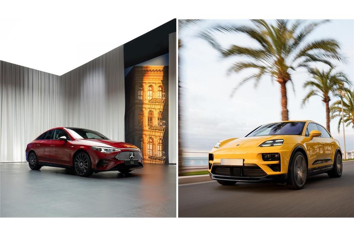 Wie viel „altes Auto“ steckt im Mercedes CLA und Porsche Macan? Im Mercedes CLA (links) sind mehrfach recycelte Teile verbaut, im Porsche Macan eher weniger.
