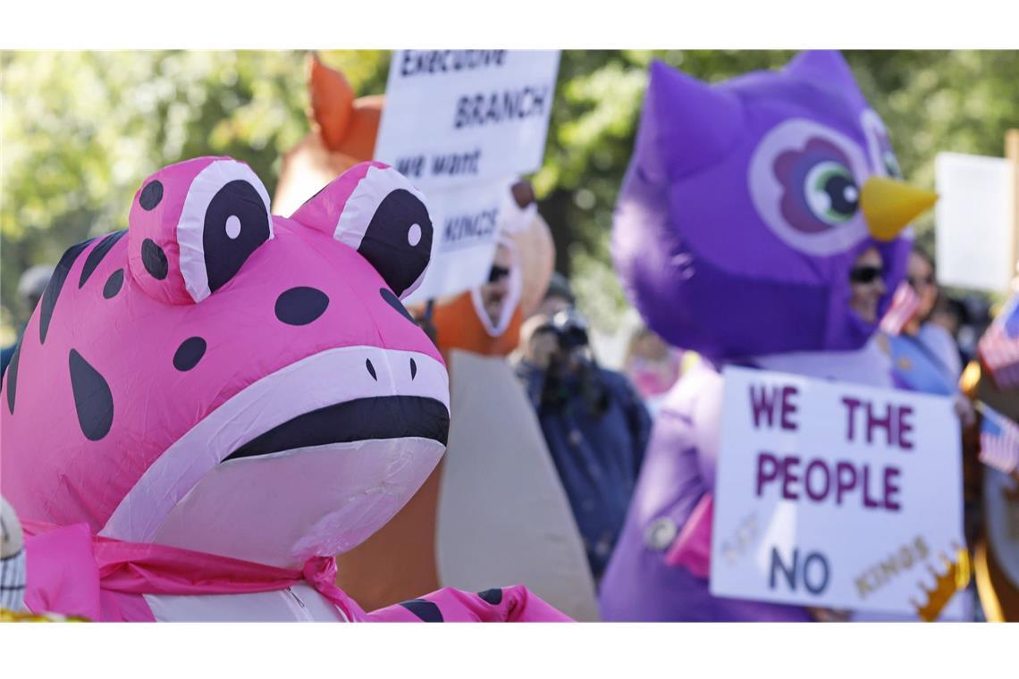 Im Oktober 2025 in Portland:  Menschen in Tier-Kostümen protestieren gegen die Trump-Regierung.