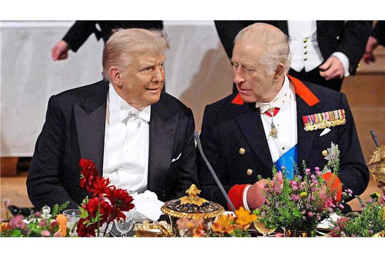 Im September 2025 war Trump (li.)  zu Gast bei  König Charles III. Nun folgte der Gegenbesuch in Washington.