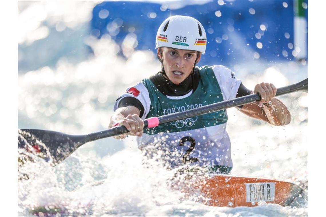 Im Wasserkanal zu Gold: Ricarda Funk auf dem Weg zum Olympia-Sieg. Foto: Jan Woitas/dpa-Zentralbild/dpa