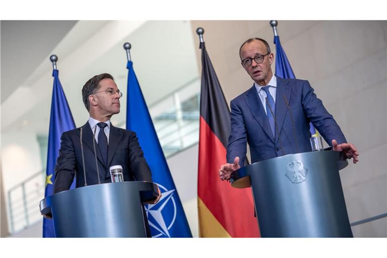 Im Zentrum der Gespräche von Kanzler Friedrich Merz (CDU) mit Nato-Generalsekretär Mark Rutte standen die Verhandlungen über eine Friedenslösung für die Ukraine.