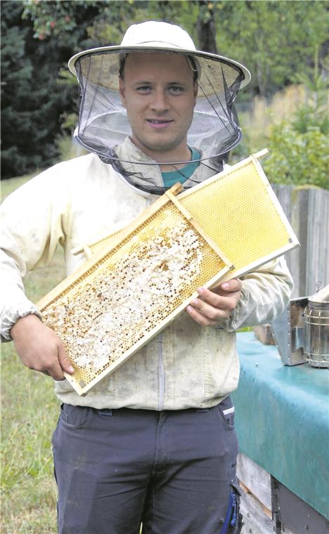 Imker Daniel Heim hat sich den berüchtigten Zementhonig eingefangen. Fotos: U. Gruber