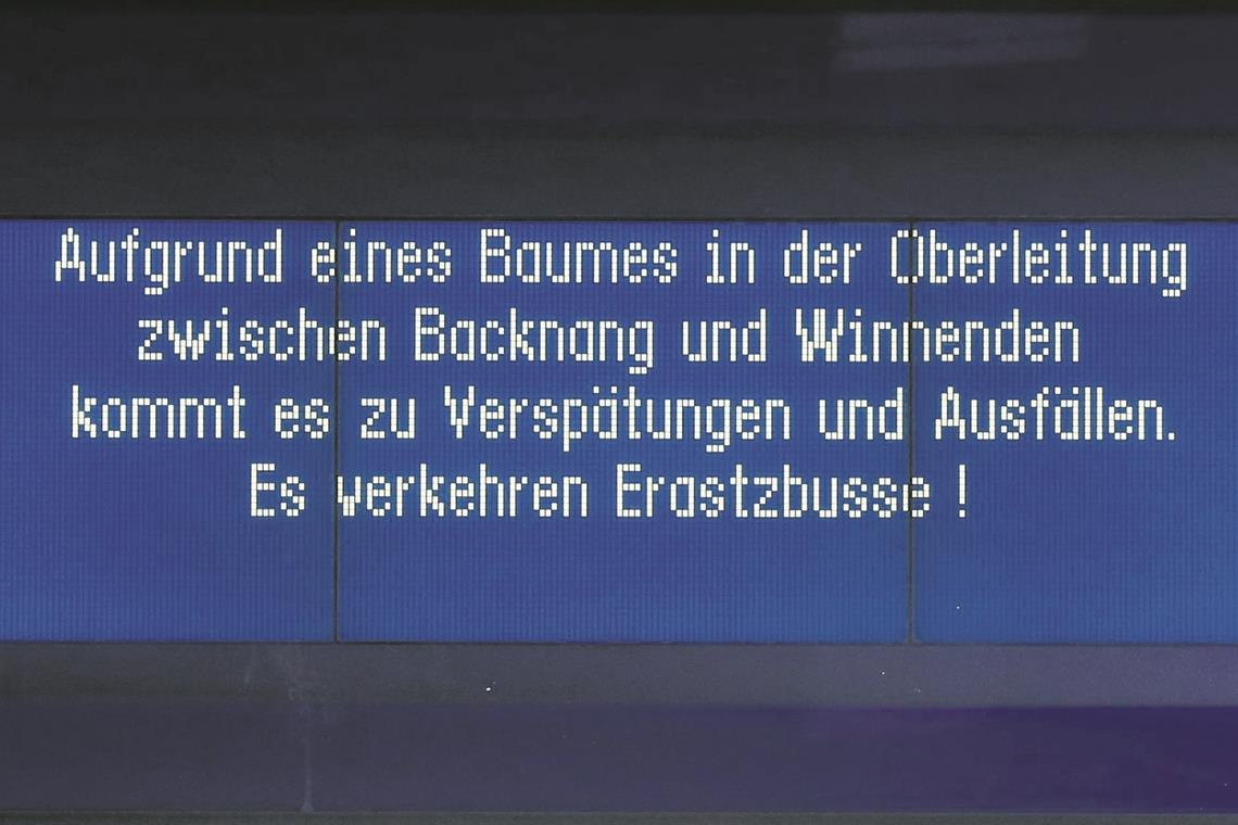 Baum im Gleis: Bahnstrecke gesperrt Immer wieder sorgen Bäume, die auf die Strecke fallen, für Zugausfälle und Ärger bei den Fahrgästen – so auch vor anderthalb Jahren, als zwischen Backnang und Winnenden nichts mehr. Archivfoto: A. Becher