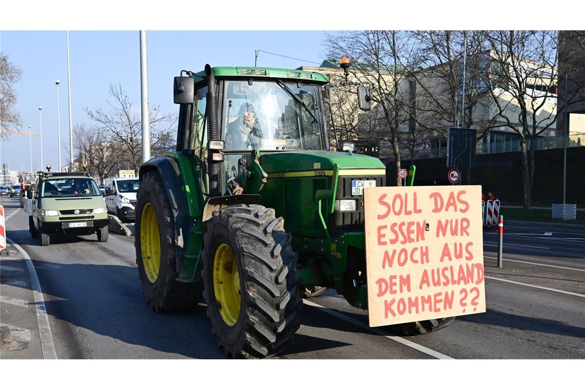 In Baden-Württemberg waren während der Protestwoche der Landwirte rund 54 500 Fahrzeuge unterwegs.