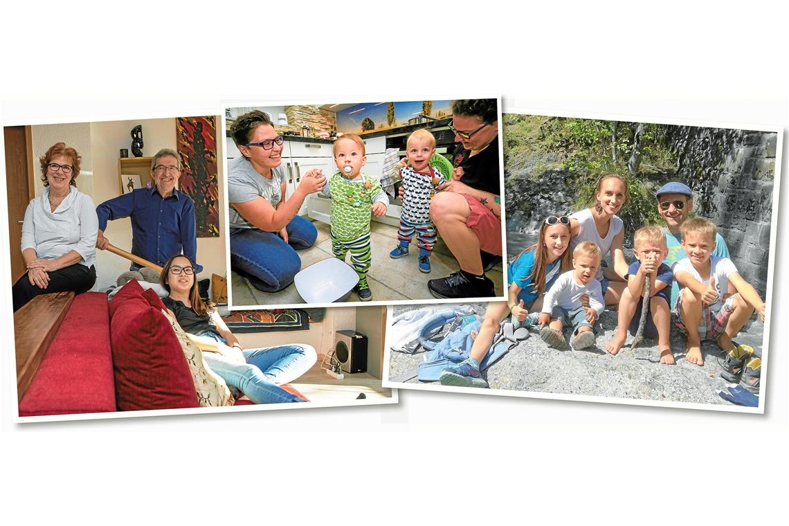 „Der Mensch braucht ein enges Netz“ In den kommenden Wochen werden wir in unserer neuen Serie verschiedene Familienmodelle vorstellen. Mit dabei sind die Familien Klein/Schwartz, Bohn und Hauguth (von links). Fotos: A. Becher/privat
