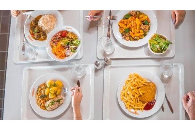 In den Mensen in Deutschland gibt es immer mehr veganes Essen. Fleisch und Fisch ist aber weiterhin im Angebot.