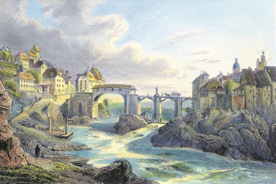 In der Ausstellung ist beispielsweise der kolorierte Stahlstich „Laufenburg am Oberrhein“ (1847) von Julius Lange zu sehen. Foto: P. Wolf