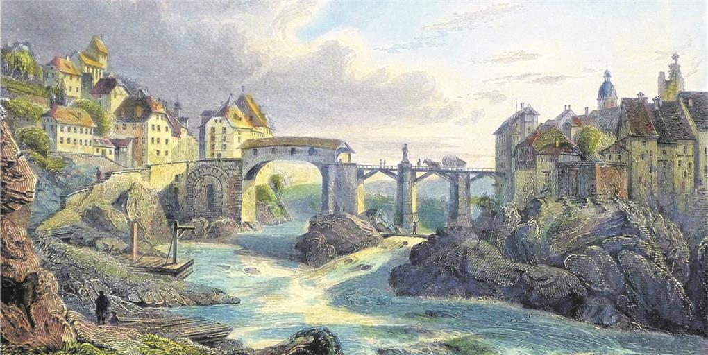 In der Ausstellung ist beispielsweise der kolorierte Stahlstich „Laufenburg am Oberrhein“ (1847) von Julius Lange zu sehen. Foto: P. Wolf
