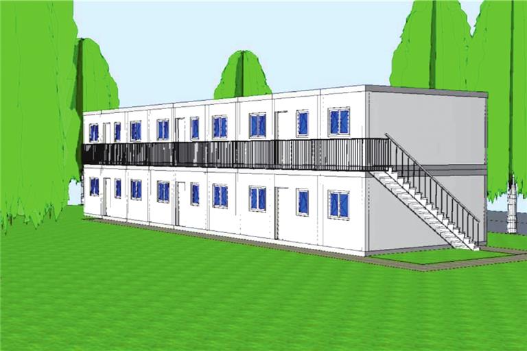 In der ersten Phase sollen nur die unteren Container aufgestellt werden. Visualisierung: Gemeinde