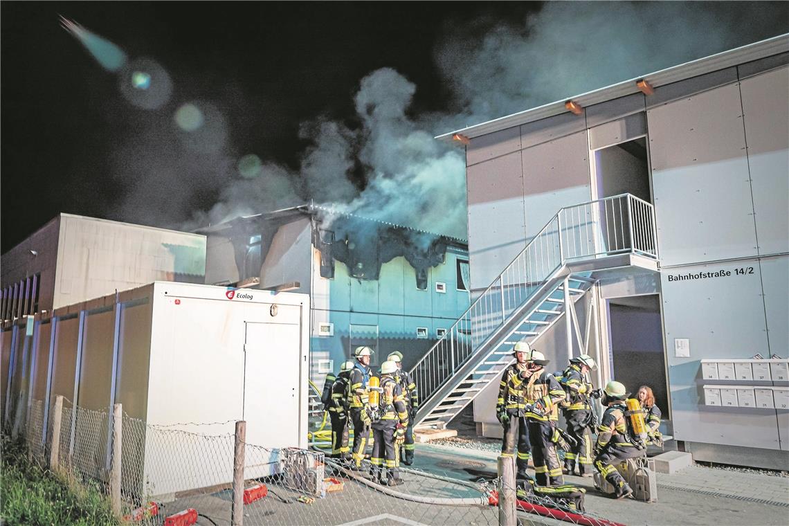 In der Nacht zum Donnerstag ist es zu einem Brand in einer Flüchtlingsunterkunft in Marbach gekommen. Foto: 7aktuell/A. Hald