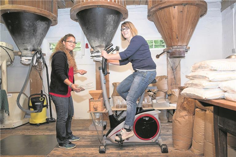 In der Rümelinsmühle lässt sich auch radelnd Mehl mahlen. Archivfoto: J. Fiedler