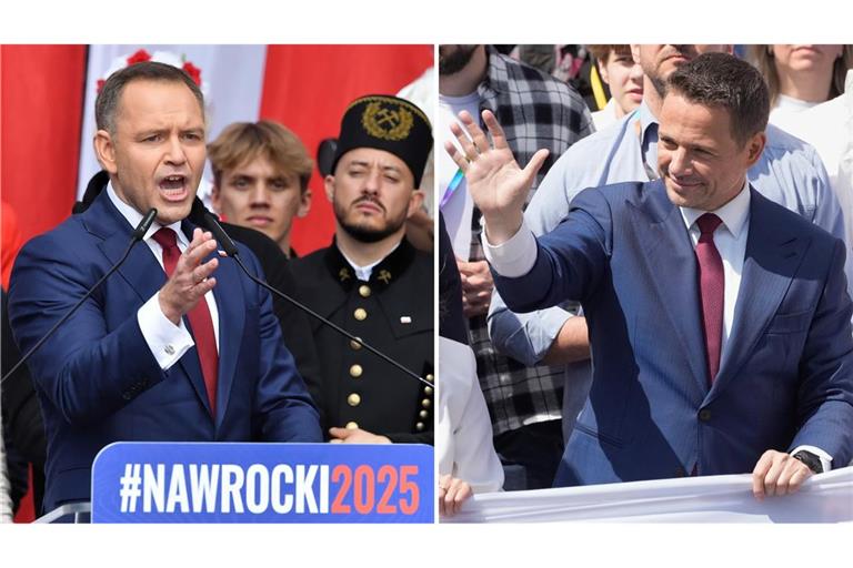 In der Stichwahl um das Präsidentenamt in Polen trifft der Rechtskonservative Karol Nawrocki (links) auf den Liberalen Rafal Trzaskowski. (Archivbild)