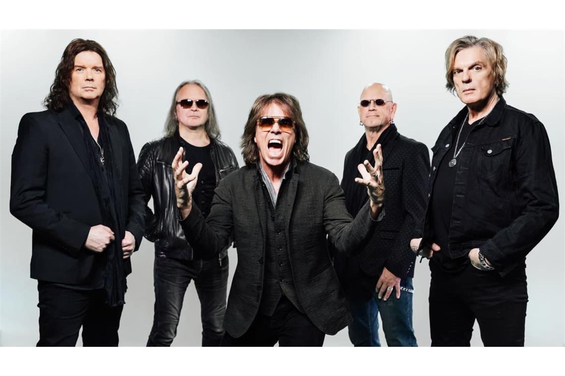 In dieser Besetzung haben Europe 1986 auch ihr erfolgreichstes Album „The Final Countdown“ aufgenommen (von links): Gitarrist John Norum, Keyboarder Mic Michaeli, Sänger Joey Tempest, Schlagzeuger Ian Haugland und Bassist John Levén.