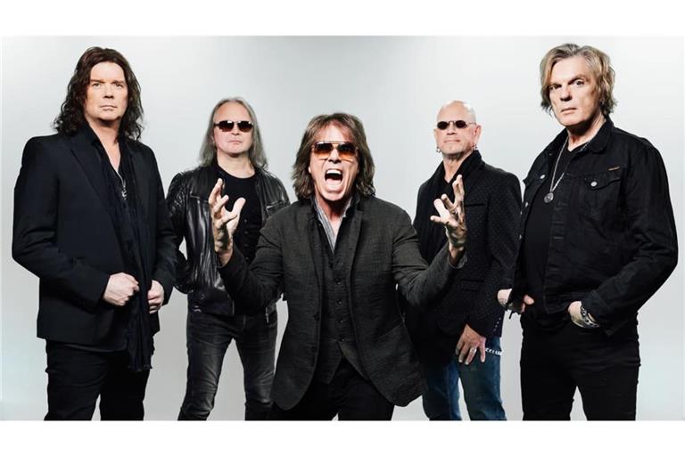 In dieser Besetzung haben Europe 1986 auch ihr erfolgreichstes Album „The Final Countdown“ aufgenommen (von links): Gitarrist John Norum, Keyboarder Mic Michaeli, Sänger Joey Tempest, Schlagzeuger Ian Haugland und Bassist John Levén.