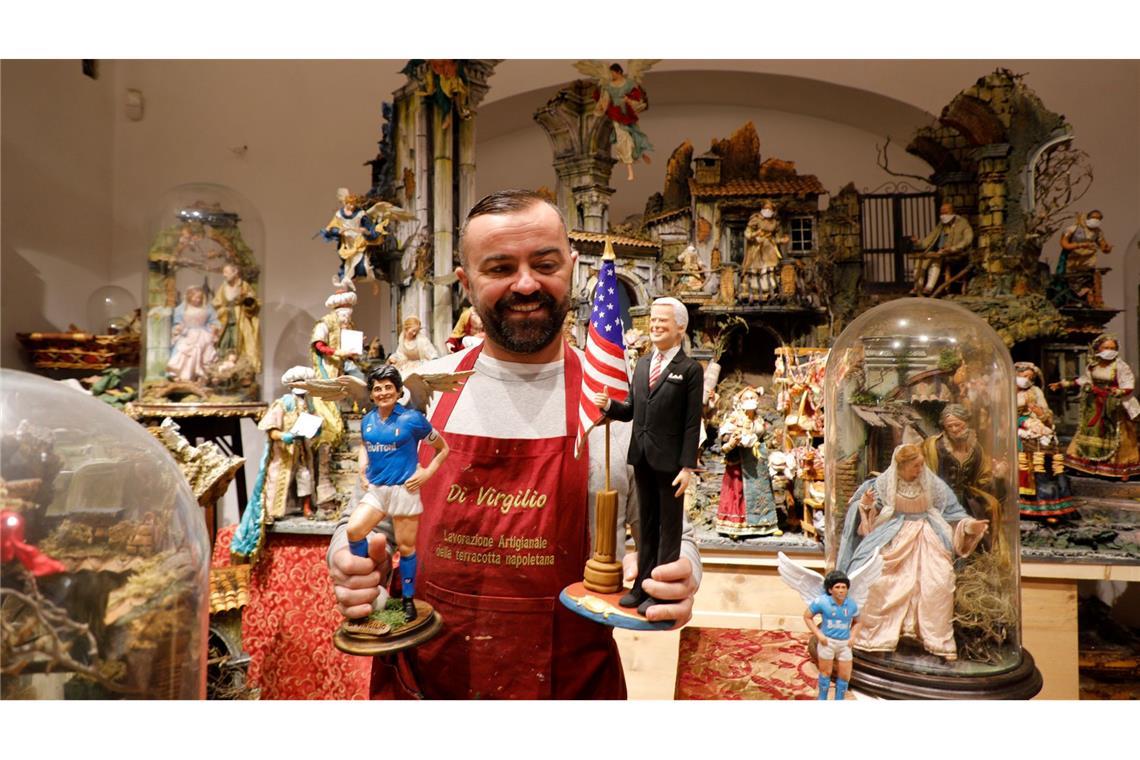 In Neapels Krippenläden finden sich neben Maria und Josef auch Figuren wie Ex-Präsident Biden und Maradonna. (Archivbild)