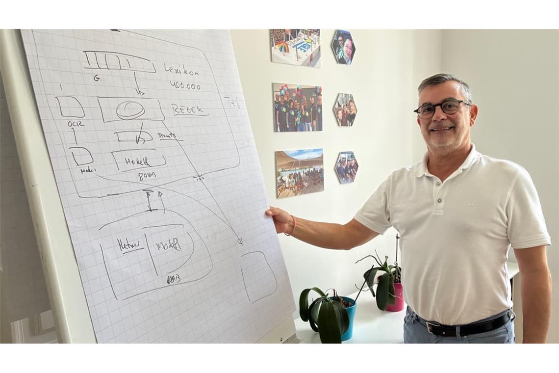 In seinem Büro in Berlin-Schöneberg zeigt IT-Entwickler und Familienvater José Díaz auch gerne per Flipchart, wie der Kinderschutz in seiner neuen App funktioniert.