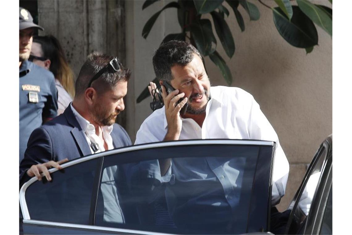 Lega-Chef Matteo Salvini fordert Neuwahl in Italien Innenminister Matteo Salvini in Rom. Italiens Regierung steckt in der Krise. Foto: Cecilia Fabiano/LaPresse via ZUMA Press