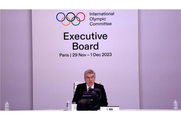 IOC-Chef Thomas Bach bei der Exekutivesitzung in Paris.