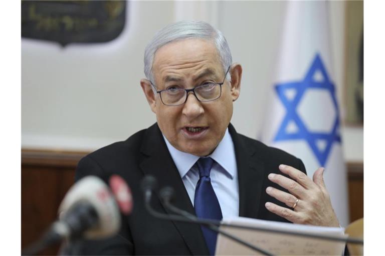 Israels Ministerpräsident Netanjahu: „Ich habe klargemacht, wer uns trifft, den treffen wir.“. Foto: Abir Sultan/Pool EPA/AP/dpa